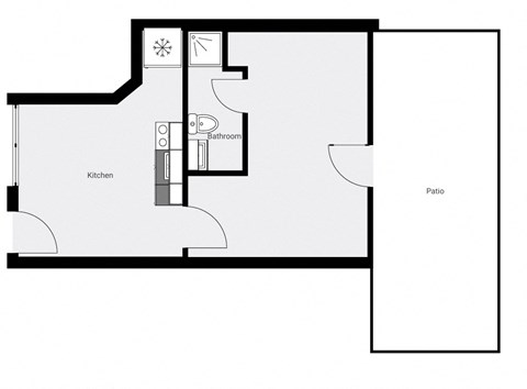 Floor plan for studio, 1 bath, 550 sqft
